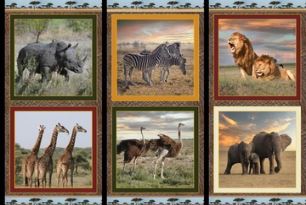 African Safari Fabric Panel by Kennard & Kennard Designs #122**