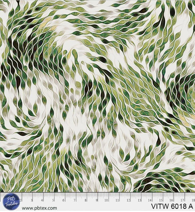 Vitality 108" Green Harmonious Strokes Wideback Cotton Fabric