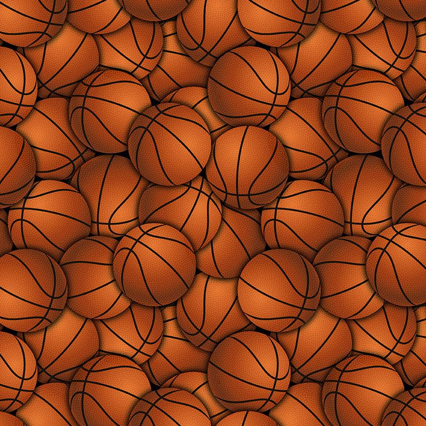 Packed Sports Balls, Basketball Cotton Fabric