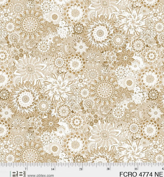 Floral Crochet Floral 108" Neutral Ecru Wide Backing *