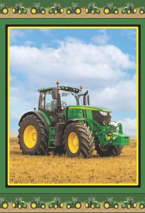 Green and Yellow Farm Machines II John Deere Tractor Fabric Panel by Brandi Chanel Designs for Kennard & Kennard #109