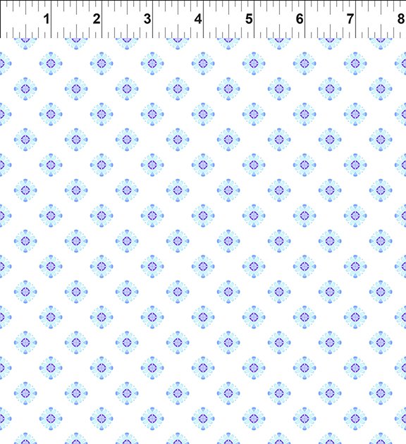 Dragon Friends - Blue Geometric Shapes Cotton Fabric