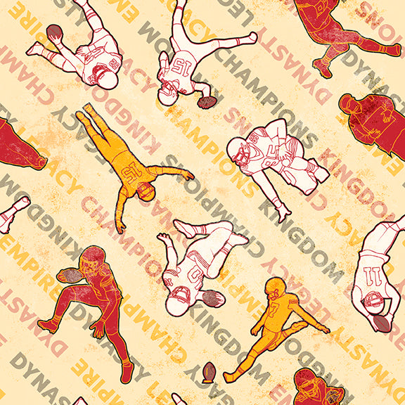 KC Chiefs Football Dynasty Cotton Quilting Fabric by Paint Brush Studios *