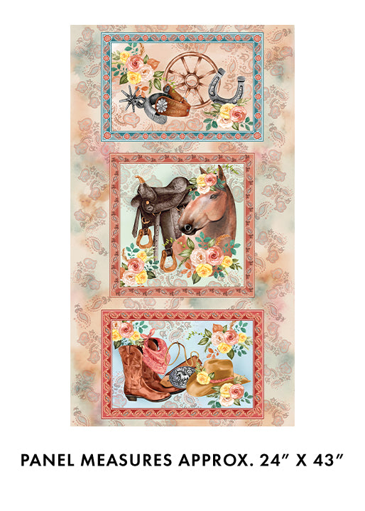 Gone Country Cowgirl Fabric Panel by Nicole Decamp for Benartex