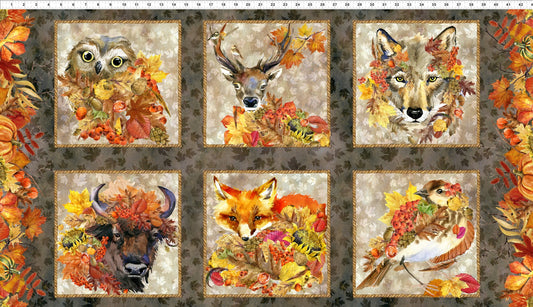 Autumn Animal Friends Fabric Panel by In the Beginning Fabrics #104