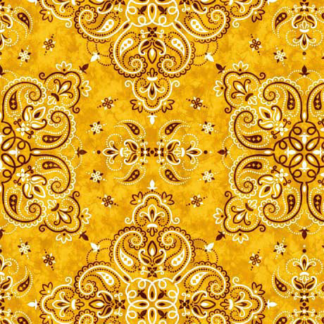 Cowboy Up Bandana Yellow Fabric *