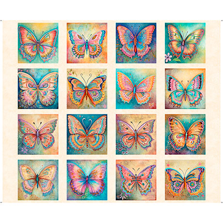 Spring Bling Butterfly Patches Fabric Panel