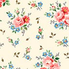 Bella Rosa Nosegay Floral Cream Cotton Fabric