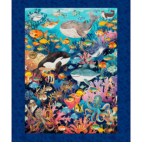 Deep Sea Dazzle Undersea Fabric Panel by QT Fabrics