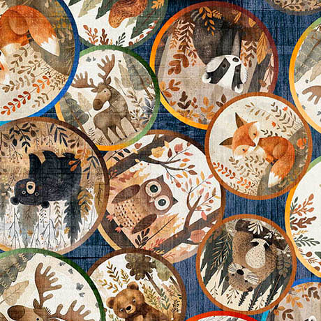 Bearsville Animal Tondos cotton fabric