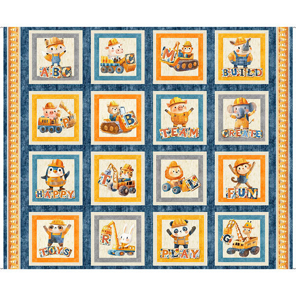 Build It Construction Animal Patch Fabric Panel