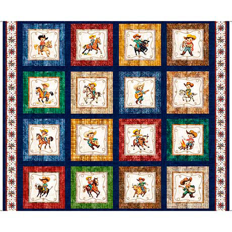 Yippie Ki Yay Cowboy and Cowgirl Patch Fabric Panel