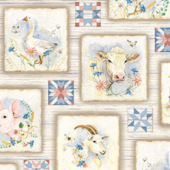 Farm and Animals Picture Patches Cotton Fabric