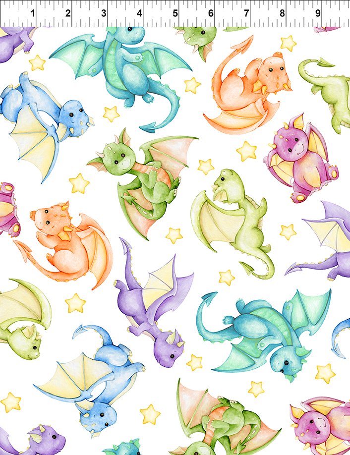 Dragon Friends - Baby Dragons Cotton Fabric