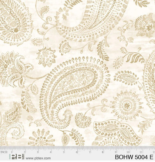 Natural Ecru Bohemia Paisley Allover Elizabeth 108" Wideback Fabric *