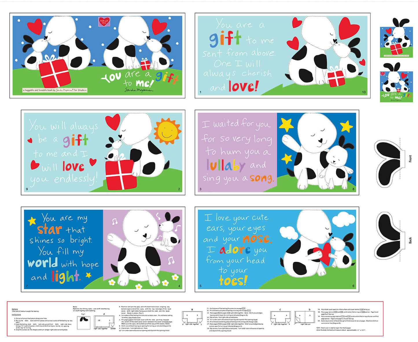 You are a Gift to Me Book, huggable and lovable fabric Panel #21