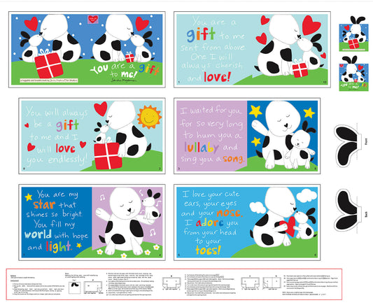 You are a Gift to Me Book, huggable and lovable fabric Panel #21