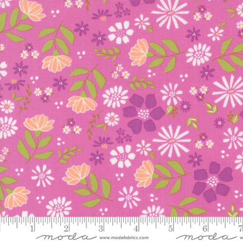 Laguna Sunrise Sweet Pea Floral, purple background 37680 14 Cotton Fabric by Sherri & Chelsi for Moda *