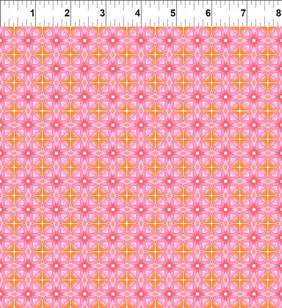 Dragon Friends - Pink Geometric Shapes Cotton Fabric