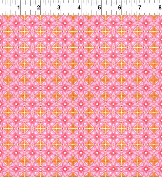 Dragon Friends - Pink Geometric Shapes Cotton Fabric
