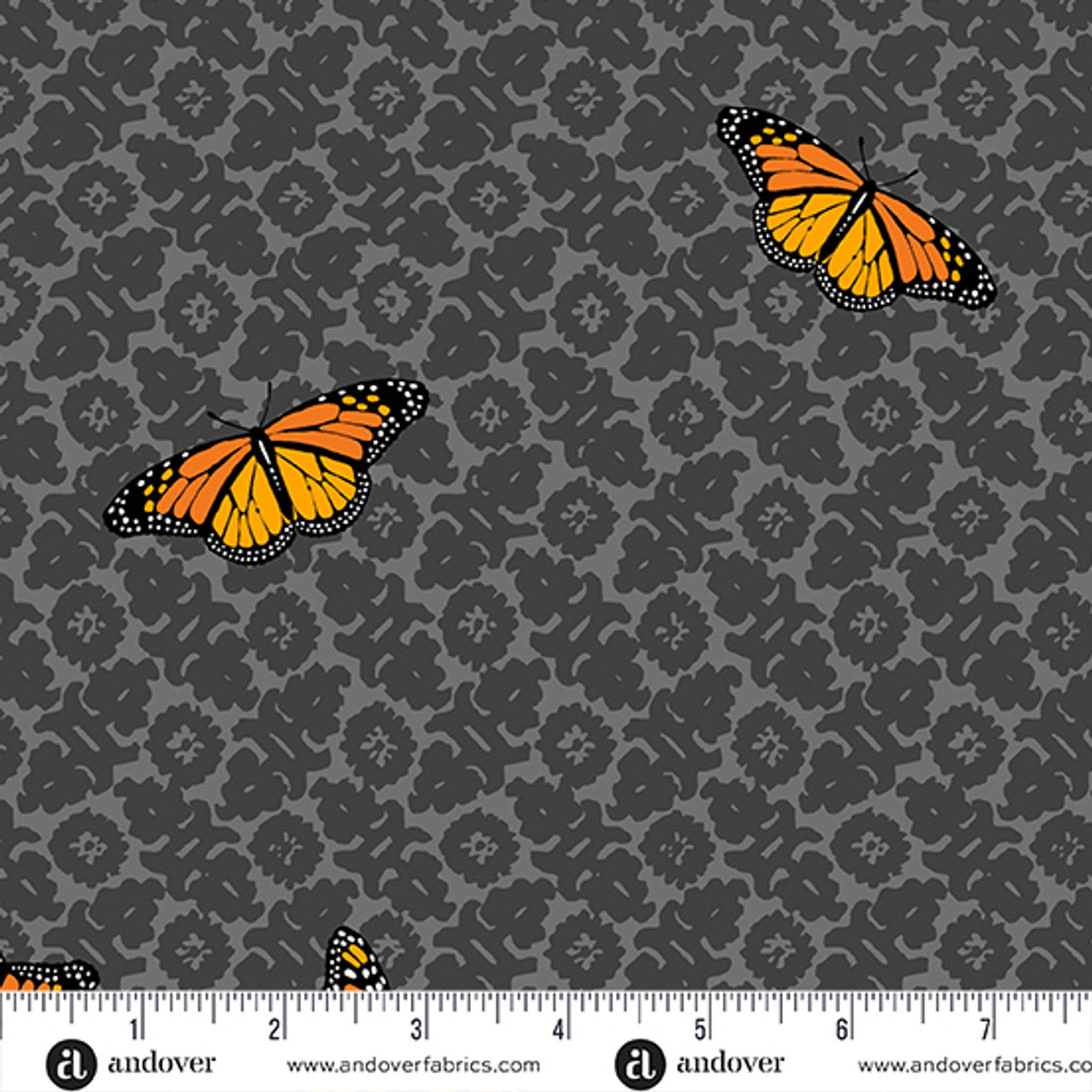 Sun Print 2024, Camouflage Onyx, Monarch Butterflies Cotton Fabric
