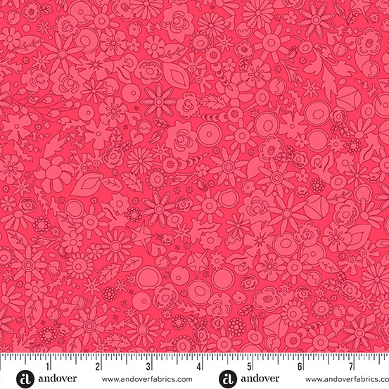 2024 Sun Print Strawberry Woodland Cotton Fabric by Allison Glass for Andover Fabrics