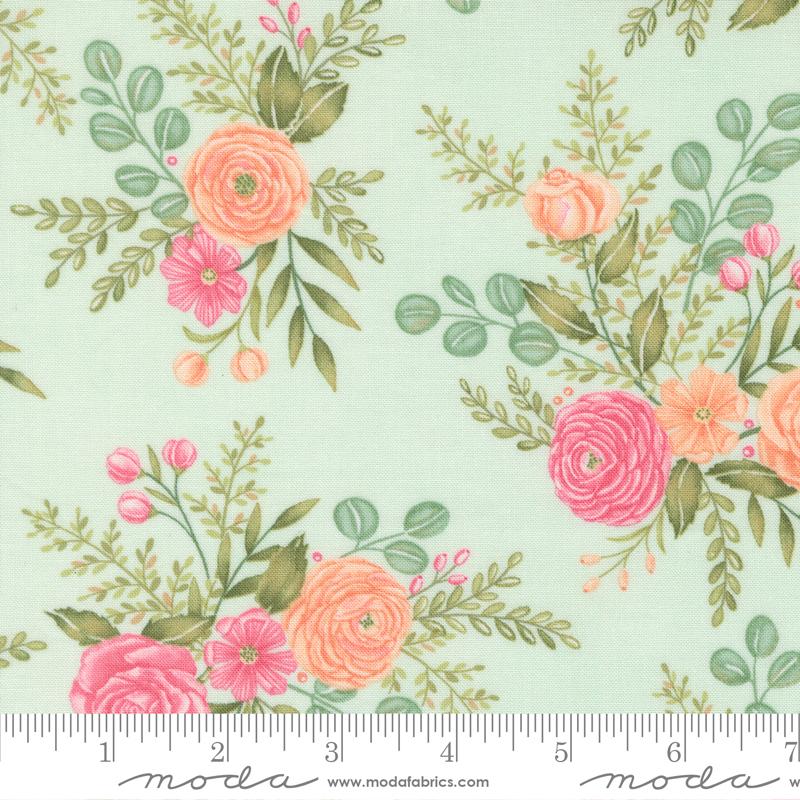Kindness Floral Mist Green Cotton Fabric