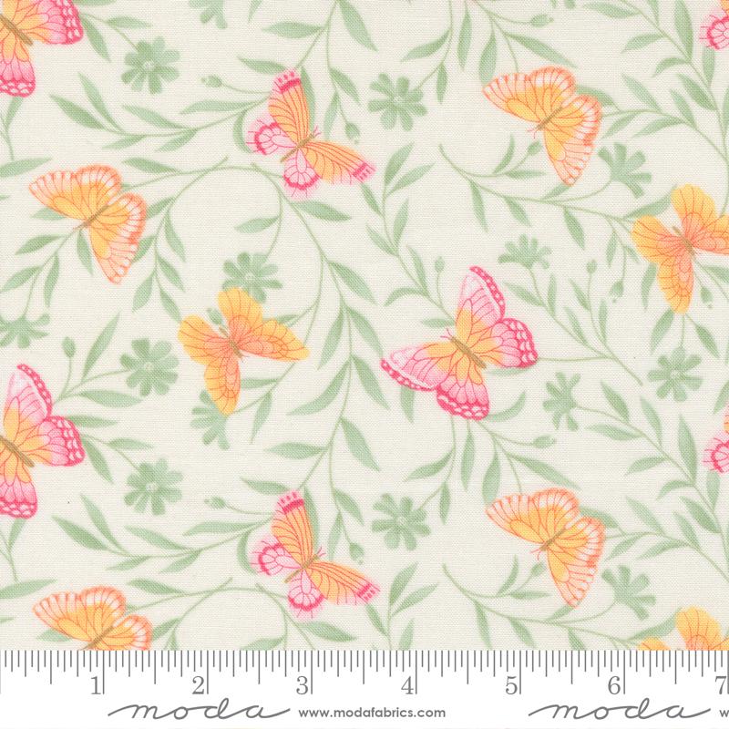 Kindness Butterfly Dogwood Ivory Cotton Fabric