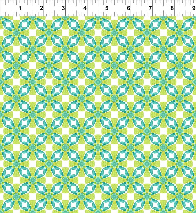 Dragon Friends - Lime Geometric Shapes Cotton Fabric