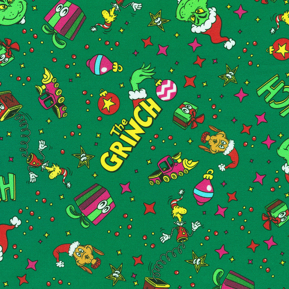 Evergreen Grinch Christmas Cotton Fabric