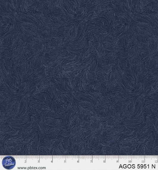 A Garden of Stitches Tone on Tone Navy Cotton Fabric by PB Textiles