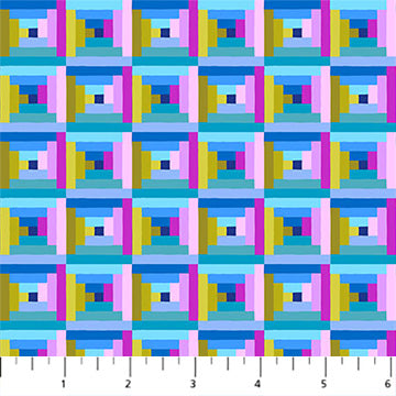 Piecework Beach Log Cabin Quilt Design Cotton Fabric by Northcott