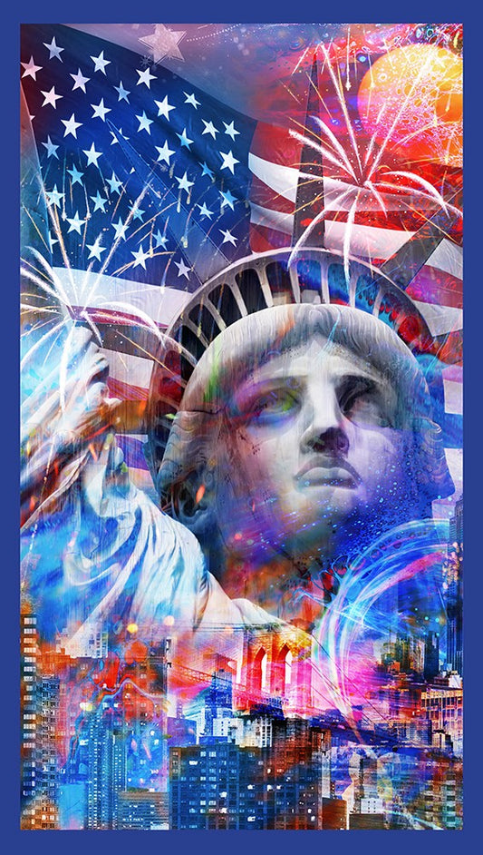 Americana Statue of Liberty from Land of the Free Collection Fabric Panel by Robert Kaufman #110
