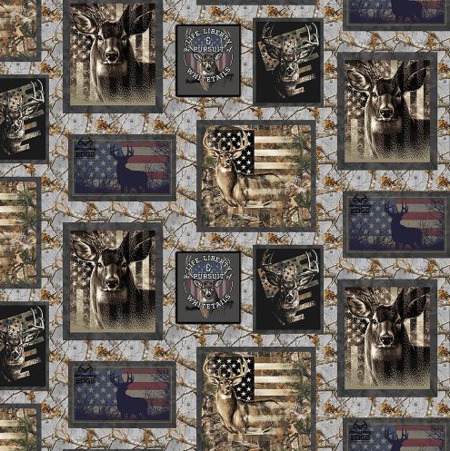 Realtree Patriotic American Deer Patches Cotton Fabric by Sykel *