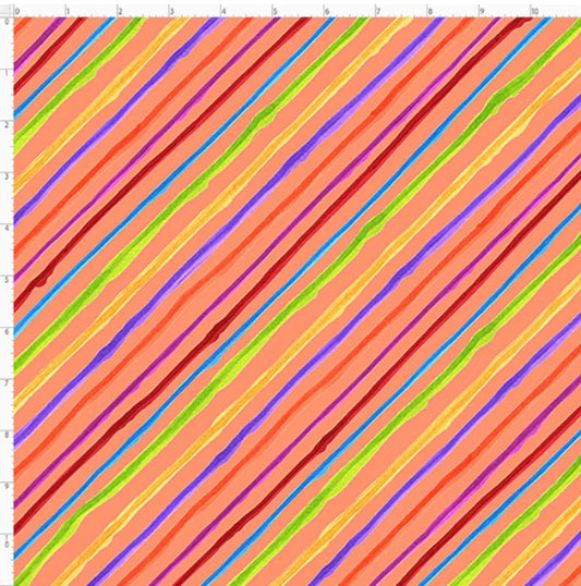 Quirky Orange Bias Stripe Fabric *