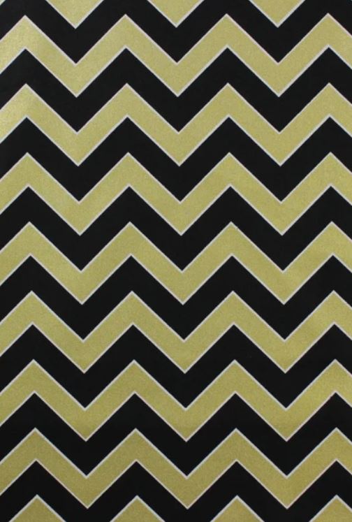 Gold and Black Chevron Metallic Cotton Fabric