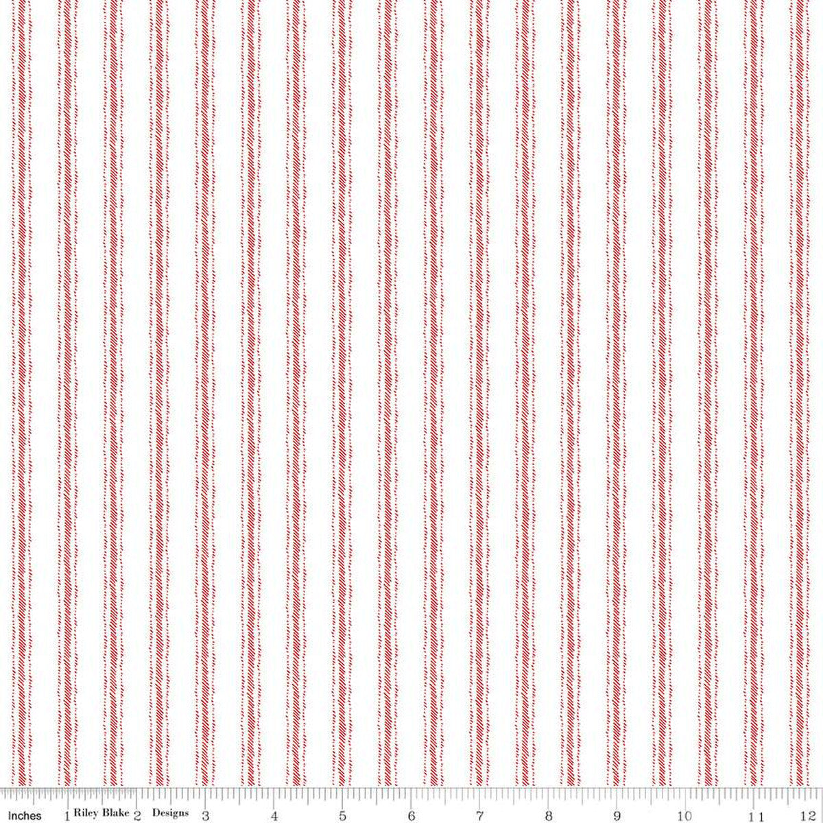 Peace on Earth White / Red Ticking Cotton Fabric *