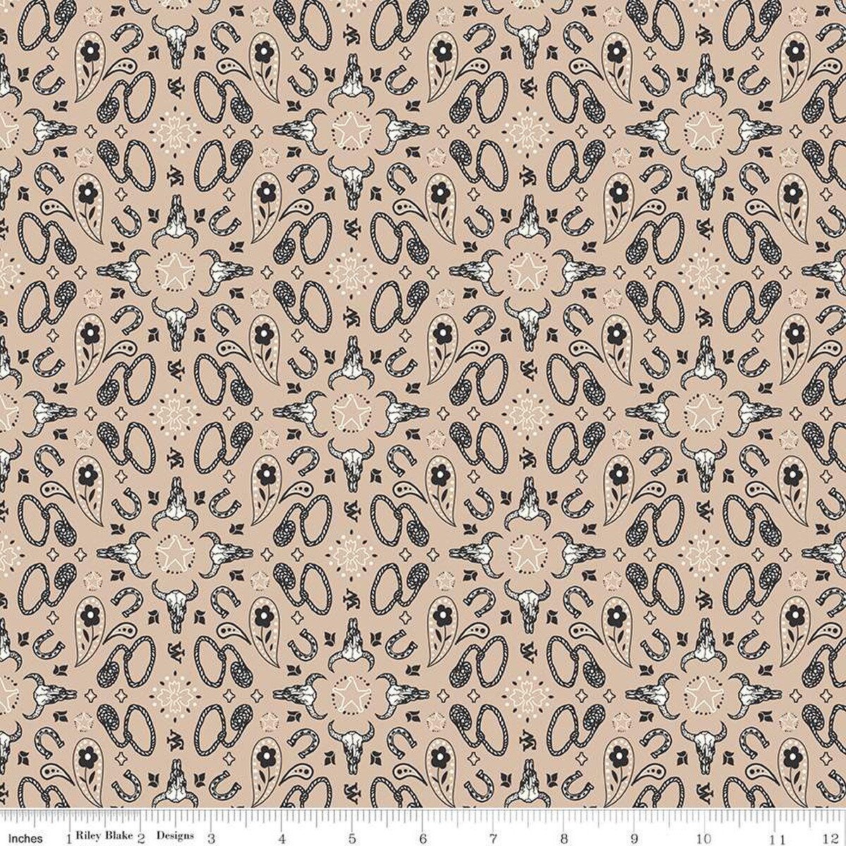 John Wayne Courage Bandana, Sand Color Cotton Fabric *