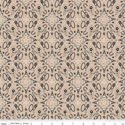 John Wayne Courage Bandana, Sand Color Cotton Fabric *