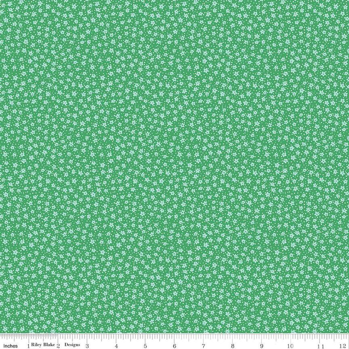 Playtime 30's Ditsy Kelly Green Fabric by Lindsay Wilks for Riley Blake *