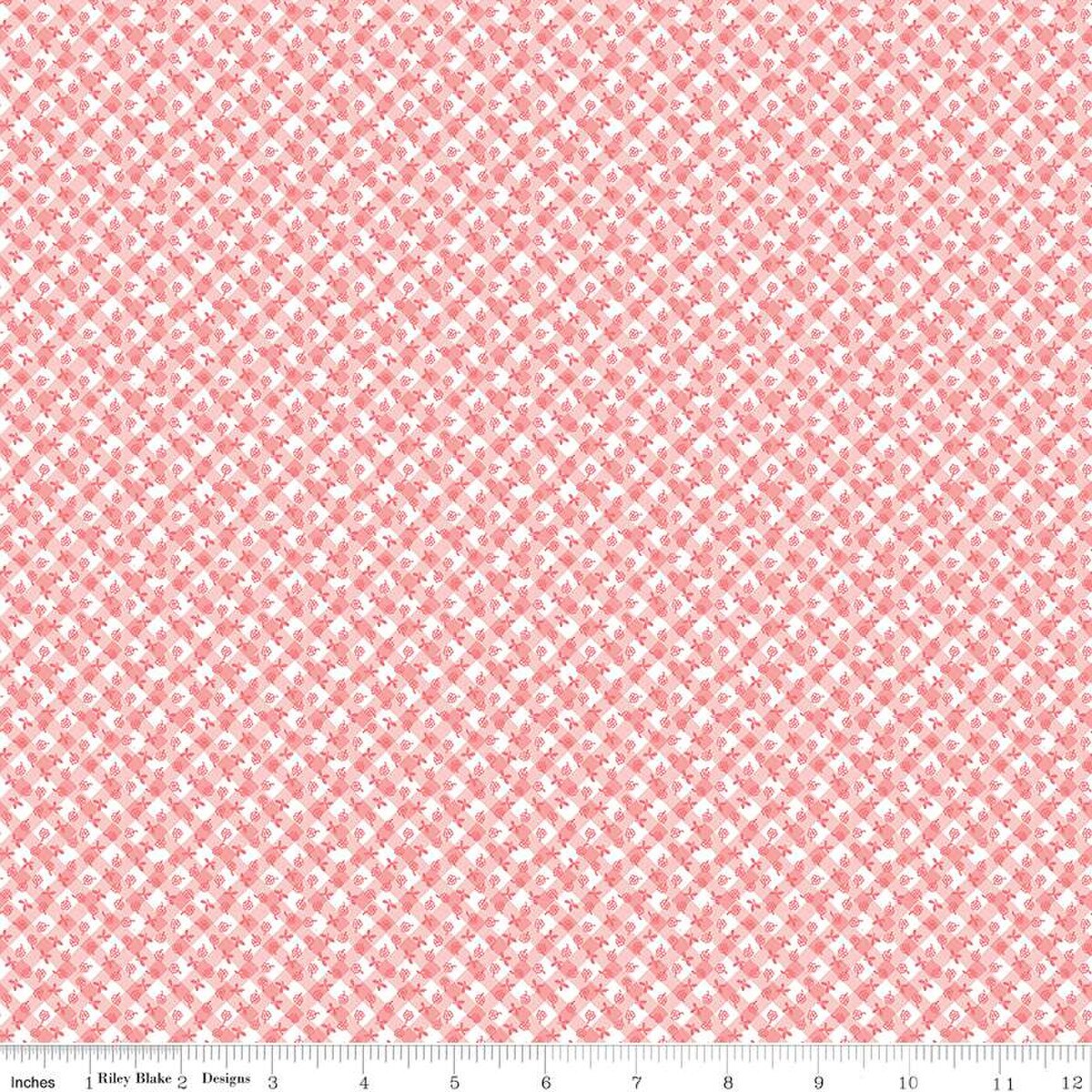 Playtime 30's Ditsy Gingham Pink Fabric by Lindsay Wilks for Riley Blake *