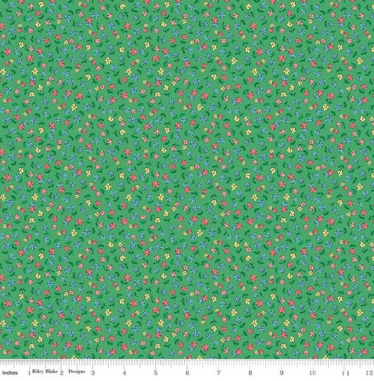 Playtime 30's Ditsy Flowers Kelly Fabric by Lindsay Wilks for Riley Blake *