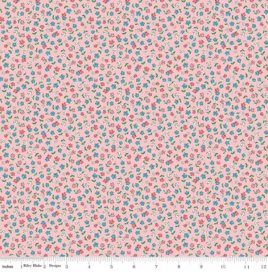 Playtime 30's Ditsy Flowers Pink Fabric by Lindsay Wilks for Riley Blake *