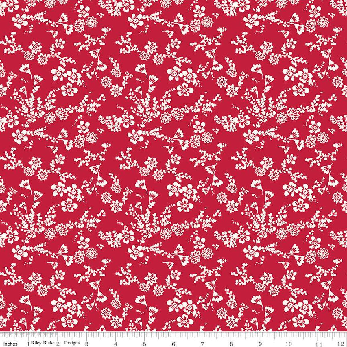 Red Delicious Velvet Red Floral for Riley Blake *