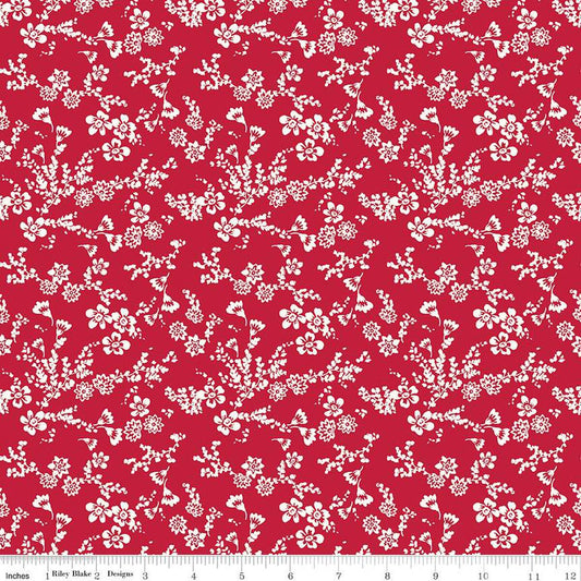 Red Delicious Velvet Red Floral for Riley Blake *