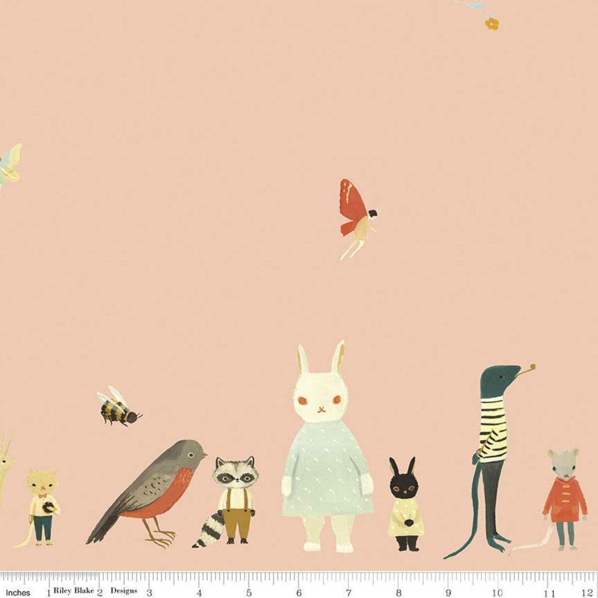 The Littlest Family's Big Day Border print blush Cotton Fabric