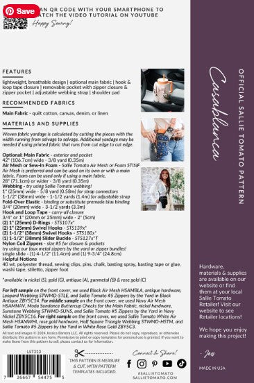 Casablance Bag / Water Bottle Pattern