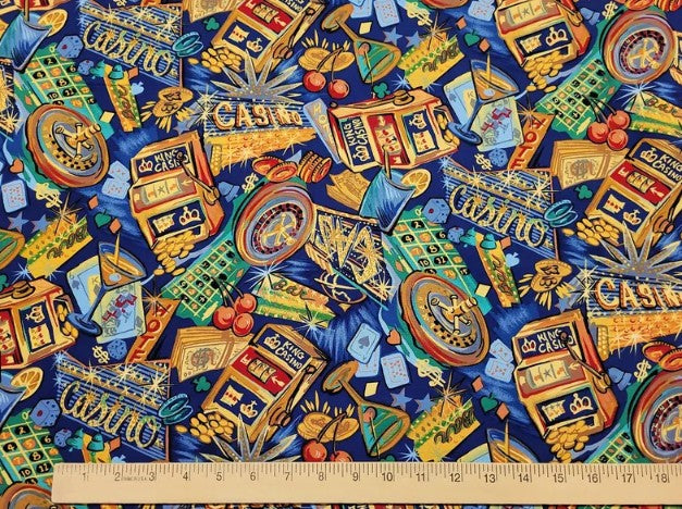 Casino Navy Blue Cotton Fabric 60"
