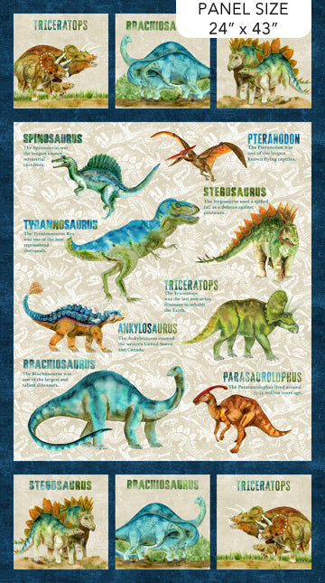 Dino Roar Dinosaur Fabric Panel