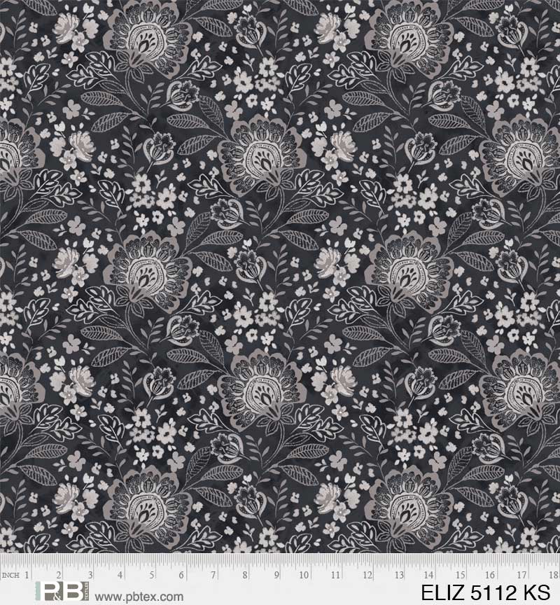 Black Jacobean Allover Elizabeth 108" Wideback Fabric *